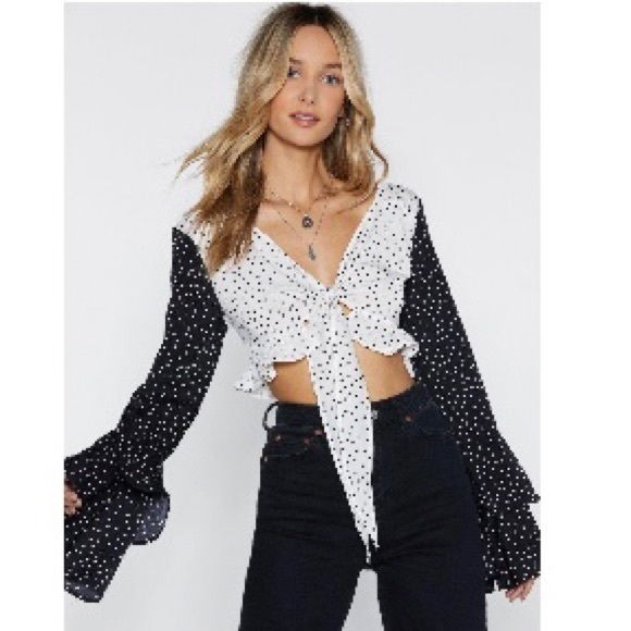 Nasty Gal Imagine That Polka Dot Crop Top - Picture 1 of 8